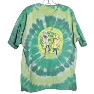 Rare Rick And Morty Mens Graphic T Shirt Adult Swim Cartoon Tie Die Hippie XL
